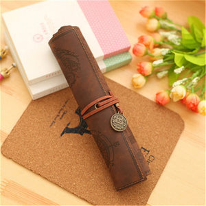 PU Leather Creative Retro Luxury Treasure Map Pencil Cases Roll Pen Bag - Better Days