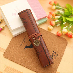 PU Leather Creative Retro Luxury Treasure Map Pencil Cases Roll Pen Bag - Better Days