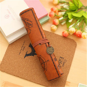 PU Leather Creative Retro Luxury Treasure Map Pencil Cases Roll Pen Bag - Better Days