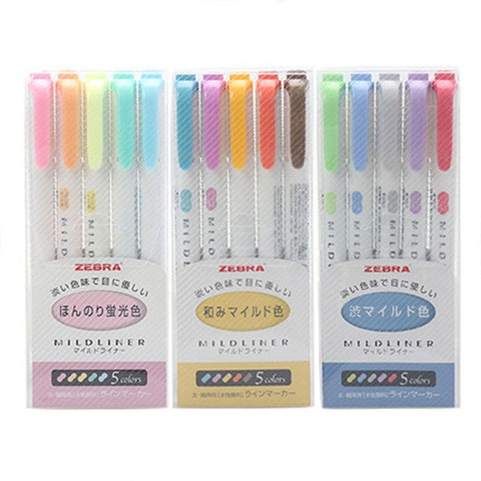 5pcs Mild liner Double Headed Highlighter Set Japanese Stationery Marker - Better Days