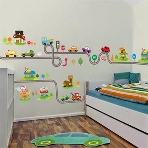 Cartoon Cars Highway Track Wall Stickers - Better Days