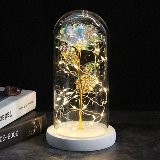 Beauty And The Beast Galaxy Rose In Glass Dome Rose Lamps - Better Days