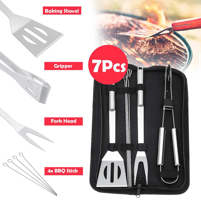 7Pcs Home BBQ Grill Tool Set Stainless Steel Barbecue Grill Accessories - Better Days